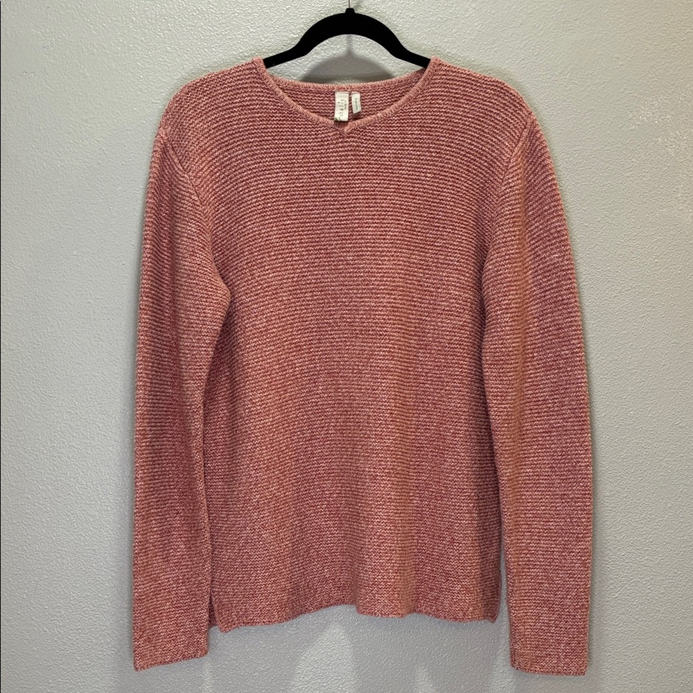 SahalieTextured Knit Sweater Womens Size M Pink Crewneck Pullover